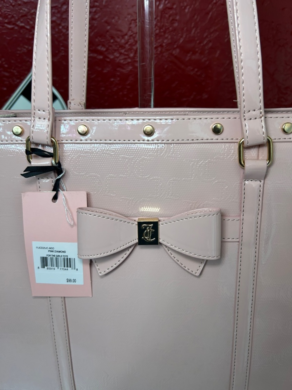 Juicy Couture Light Pink Patent Tote with Bow Accent - Picture 2 of 8